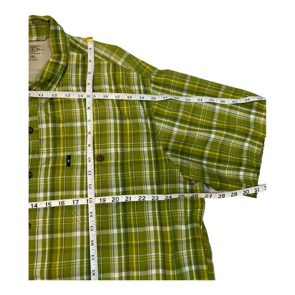 G.H Bass & Co. Men’s 2XL Polyester Cotton Short Sleeve Button Shirt Green Plaid - Picture 8 of 10